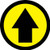 This black and colorful sign points out a direction or object with a black arrow on a colored background. Available in yellow, green, orange, red, and blue.