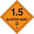 An orange and black photograph of a 03066 dot explosives shipping label, reading 1.5 Blasting Agent D 1.