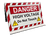 Image of the red and white high visibility sign featuring the text: "DANGER HIGH VOLTAGE DO NOT TOUCH", with yellow electrical discharge symbols, at a 45 degree angle.