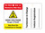 Image showing the front and back of the tags side by side, which feature the text: "DO NOT USE OR REMOVE THIS KEY" in red and white at the top, "HIGH VOLTAGE DANGER OF DEATH" in black in the middle beneath an electric shock symbol, and "SEE OVER FOR TECHNICIAN IN CHARGE" on the bottom in yellow and black. The back features the text: "TECHNICIAN IN CHARGE" and "VEHICLE REGISTRATION" with space to fill in the relevant information.
