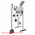 A photograph of a 06081 Stainless Steel 36" 16-hook rack with gray tools. Tools are not included with product.