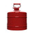 A photograph of a red 5 gallon Justrite Type II AccuFlow™ Steel Safety Can with a 5/8" hose. Back view.