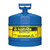 Photograph of a blue 5 gallon, Justrite Type I Steel Safety Can. Front view.