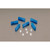 A photograph of (6) blue Fittings  and Ferrules for 1/16" OD tubing.