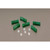 A photograph of (6) green Fittings  and Ferrules for 1/8" OD tubing.