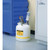 A photograph of an HPLC Stainless Steel Manifold in use.  It is attached to an HPLC Safety Disposal Can (not included) being fed by three waste lines.