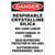 Drawing of a Danger Respirable Crystalline Silica OSHA sign.  The header has the word danger in white lettering within a red oval on a black background.  The remainder of the sign has black lettering on a white background and reads:  "Respirable Crystalline Silica, May cause cancer. Causes damage to lungs, Wear respiratory protection in this area, Authorized Personnel Only.