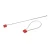 Photograph of red security cable in locked and unlocked positions.
