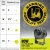 Diagram showing 80W projector, the projected "WARNING FORKLIFT TRAFFIC" symbol, and the image diameter relative to projector mounting height.