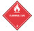 A photograph of a 03022 class 2 flammable gas dot shipping labels, with 500 per roll.