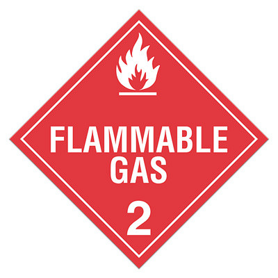 DOT Hazardous Material Placards, Class 2, Flammable Gas