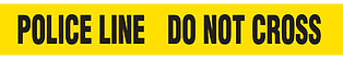 A drawing of an unrolled section of tape reading POLIC LINE DO NOT CROSS in black on yellow.