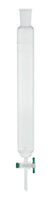 A photograph of a representative CG-1189 chromatography column with PTFE stopcock, fritted glass disc, and 24/40 joint.