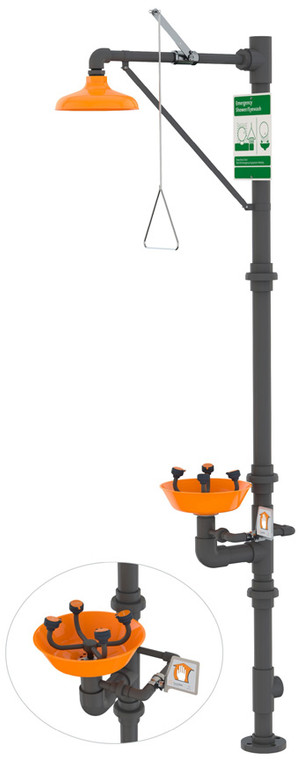 Guardian G1998 Series Safety Stations with WideArea™ Eye/Face Wash, All-PVC Construction w/ Stainless Steel Valves