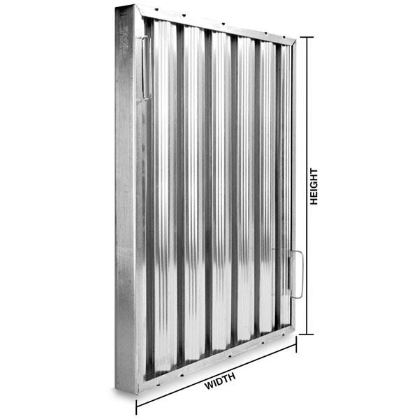 A photograph of a 09977 stainless steel restaurant hood grease filter.