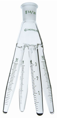 A photograph of a CG-1277-14 distillation receiver with four graduated integrated receivers