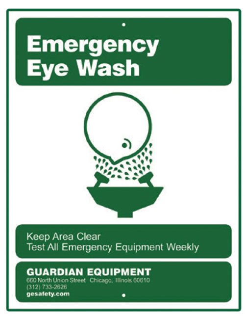 A picture of the green on white 250-007G Emergency Eye Wash Sign.