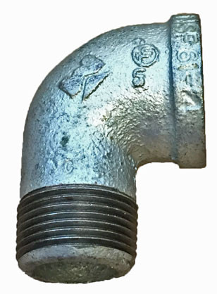 A photograph of the Guardian 300-08SE 1" IPS Galvanized Steel Street Elbow.