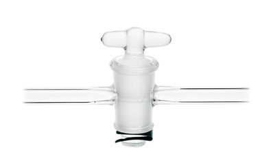 A photograph of a cg-400 stopcock, straight bore, glass plug.