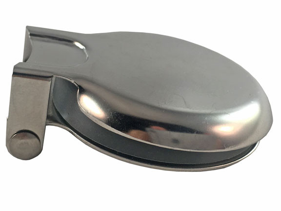 A top/side photograph of a single AP470-040 Stainless Steel Spray Cover for GS-Plus™ Spray Heads.