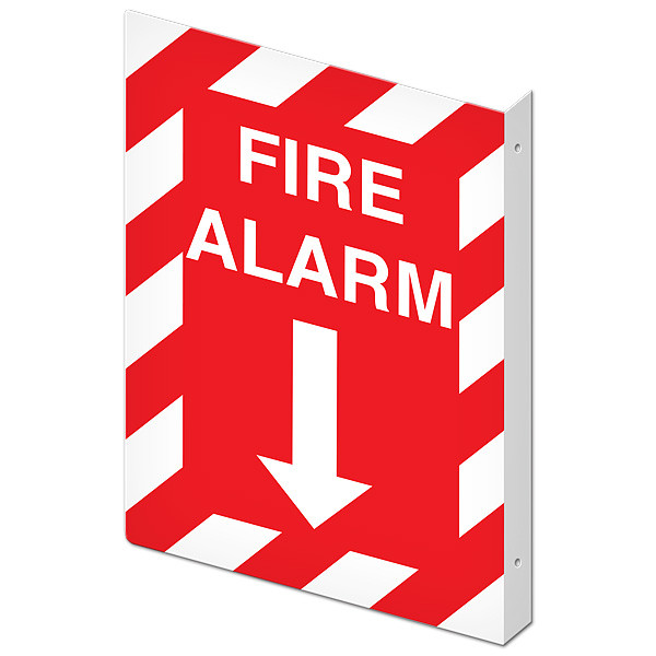 Picture of the Double-Sided Fire Alarm Wall-Projecting L-Sign, 10" w x 14" h.