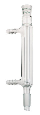 A photograph of a CG-1230-05 jacketed distillation column with 14/20 joints and 110 mm jacket length.