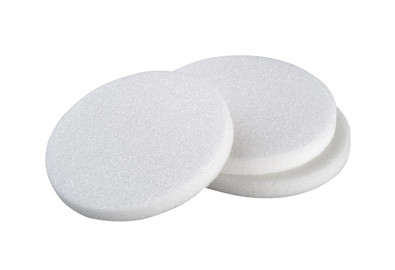 A photograph of two CG-201 fritted filter discs.