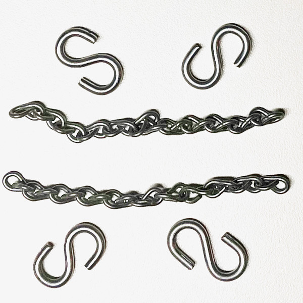 Photograph of a set of 4" Double Jack Chain w/ S-hooks for Aluminum Sprinkler Signs.