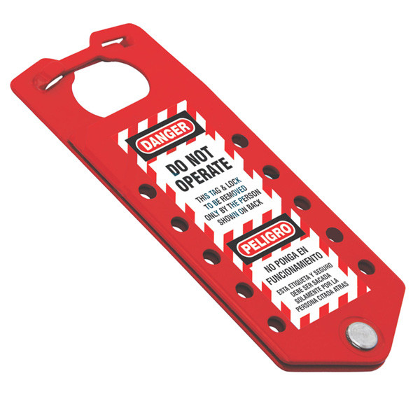 Aluminum Lockout Tagout Hasp/Tag, Bilingual English/Spanish