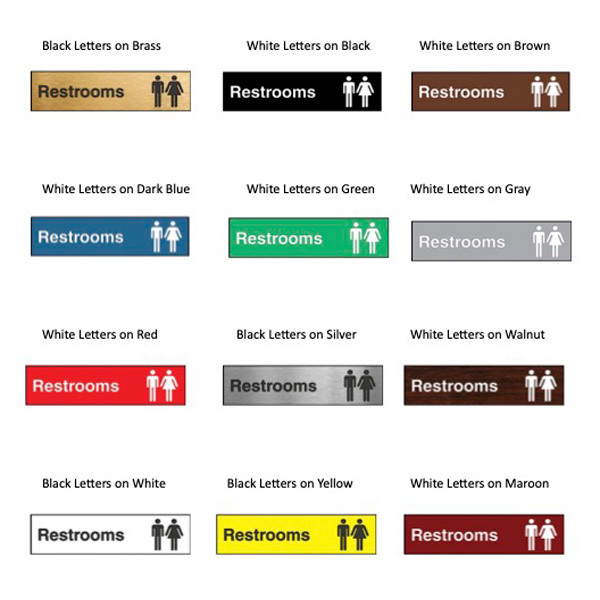 An image of the twelve color combinations available for these engraved Accu-Ply signs.
