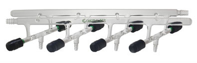 A photograph of a cg-4438 double bank vacuum/inert gas manifold w/ chem-vac™ valves.