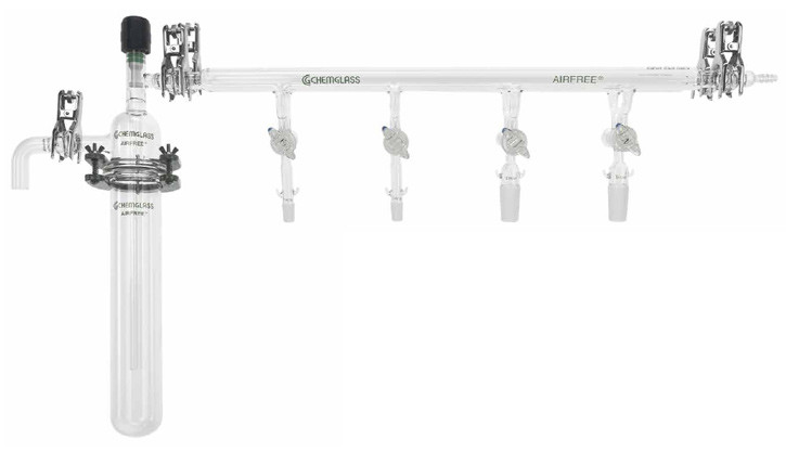 A photograph of a af-0452 dual line vacuum manifold, complete system, 4 ports.
