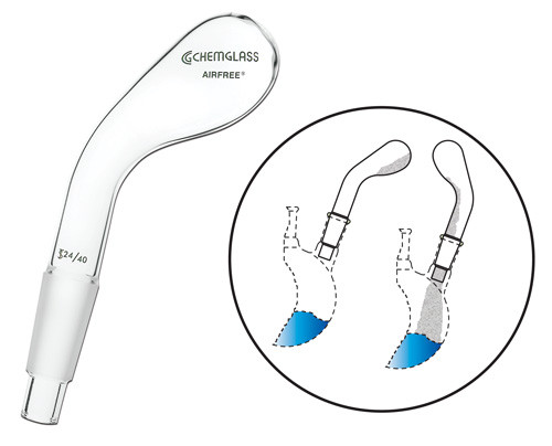 A photograph of a af-0503 adapter, sidearm, solid addition, merlic, w/ standard taper joint.