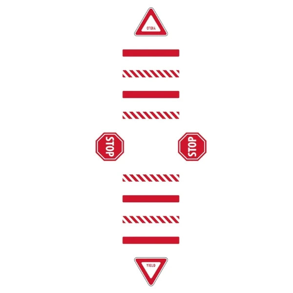 Diagram of layout of all pieces of crosswalk kit.