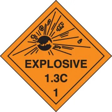DOT Explosives Shipping Labels, Class 1.3 w/ Compatibility Group