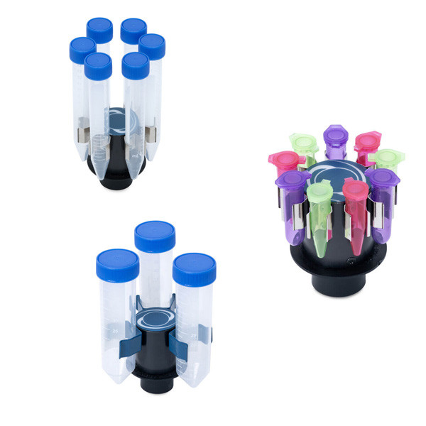 A photograph of three vertical High Speed Tube Holders.