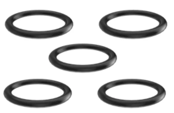 A picture of five LS-C-60250-5 Siphon Tube O-Rings.