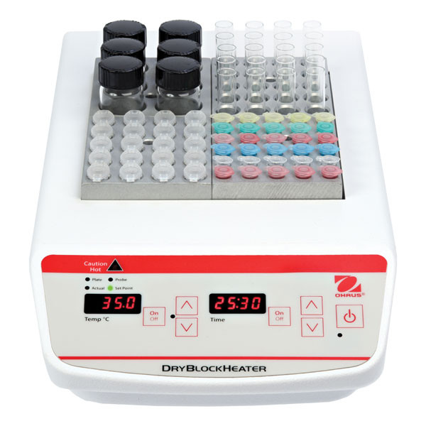 Photograph of Ohaus Digital 4 Block Dry Block Heater, front facing. Block and vials sold separately.