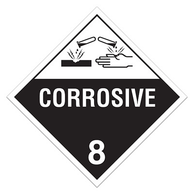 DOT Hazardous Material Placards, Class 8, Corrosive