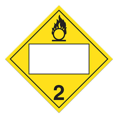 ●DANGEROUS GOODZ 4 Digit Blank DOT Placards, Class 2, Oxidizing Gases