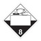 A white and black photograph of a 03153 4 digit blank class 8 dot placards, class 8, with corrosive graphic.