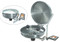 A photograph showing a Guardian G1814BC eyewash with the bowl cover in the open position (right) with an inset picture showing the cover closed (left).