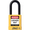 A photograph of a yellow 07023 zing recyclock insulated safety padlocks with 1.5" shackle.