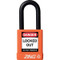 A photograph of a orange 07023 zing recyclock insulated safety padlocks with 1.5" shackle.