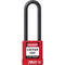 A photograph of a red 07023 zing recyclock insulated safety padlocks with 3" shackle.