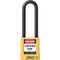 A photograph of a yellow 07023 zing recyclock insulated safety padlocks with 3" shackle.