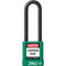A photograph of a green 07023 zing recyclock insulated safety padlocks with 3" shackle.