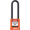 A photograph of a orange 07023 zing recyclock insulated safety padlocks with 3" shackle.