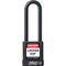 A photograph of a black 07023 zing recyclock insulated safety padlocks with 3" shackle.