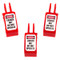 A photograph of three 07154 zing recyclockout™ single-pole circuit breaker universal lockouts.